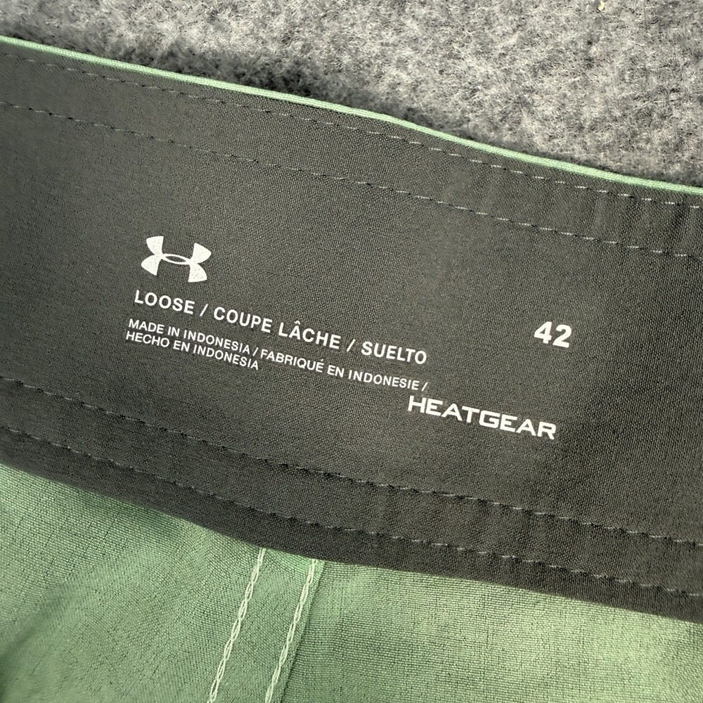 Under Armour Heat Gear‎ Board Shorts Mens 42 Swim Trunks Loose Fit Green Black - Picture 8 of 13